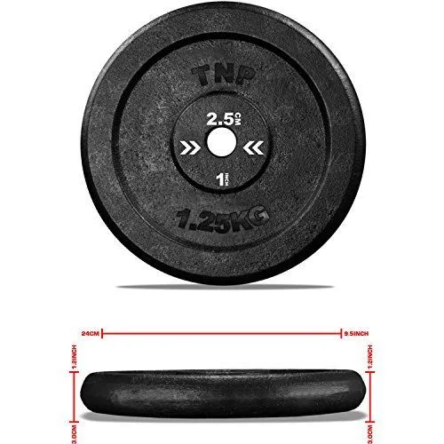 TnP Accessories Round Cast Iron Weight Plate 1" - 5KG - Black