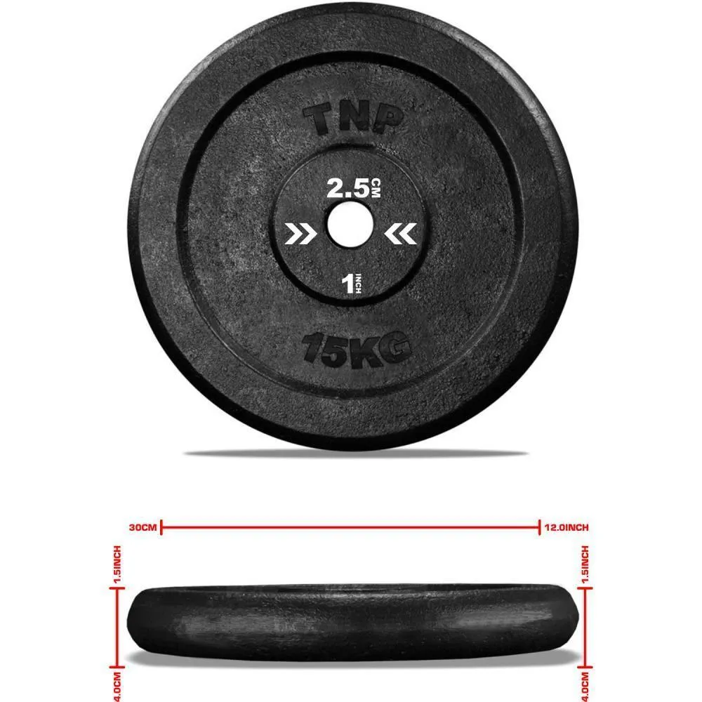 TnP Accessories Round Cast Iron Weight Plate 1" - 5KG - Black