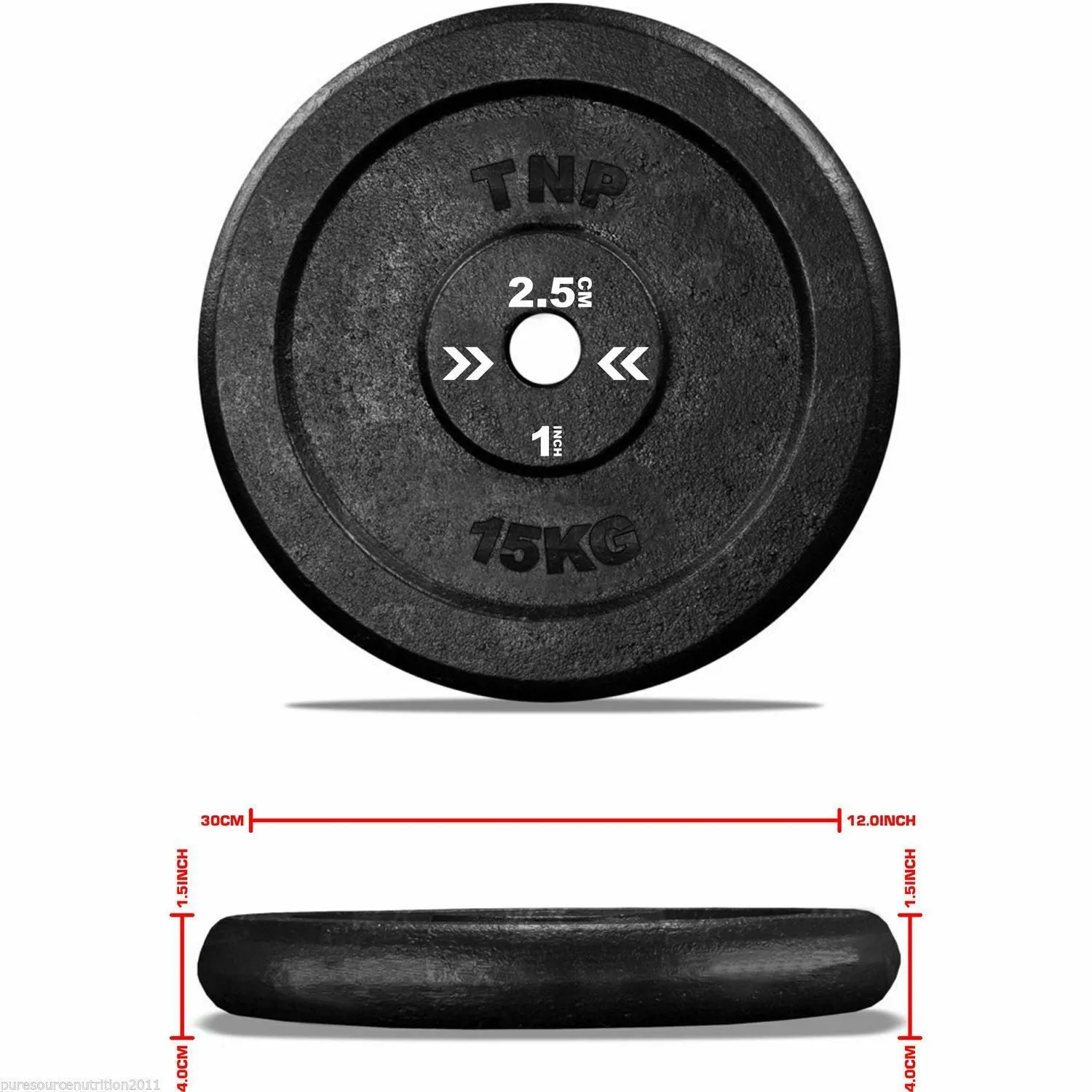 TnP Accessories Round Cast Iron Weight Plate 1" - 5KG - Black