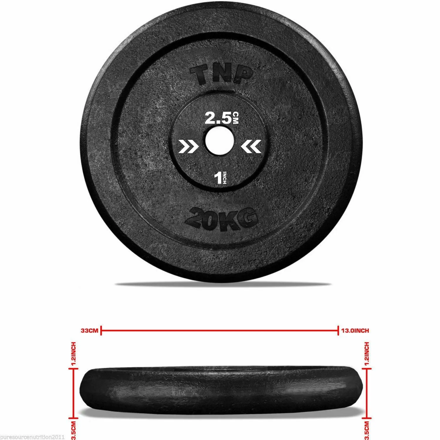 TnP Accessories Round Cast Iron Weight Plate 1" - 5KG - Black
