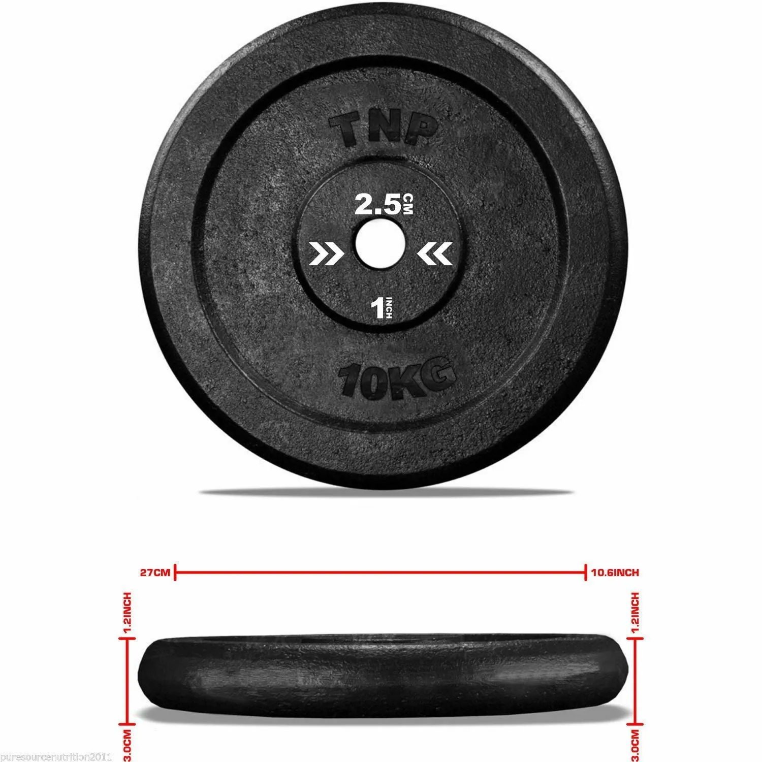 TnP Accessories Round Cast Iron Weight Plate 1" - 5KG - Black