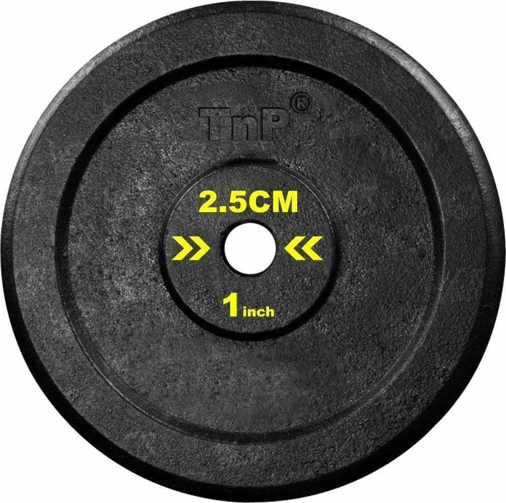 TnP Accessories Round Cast Iron Weight Plate 1" - 5KG - Black