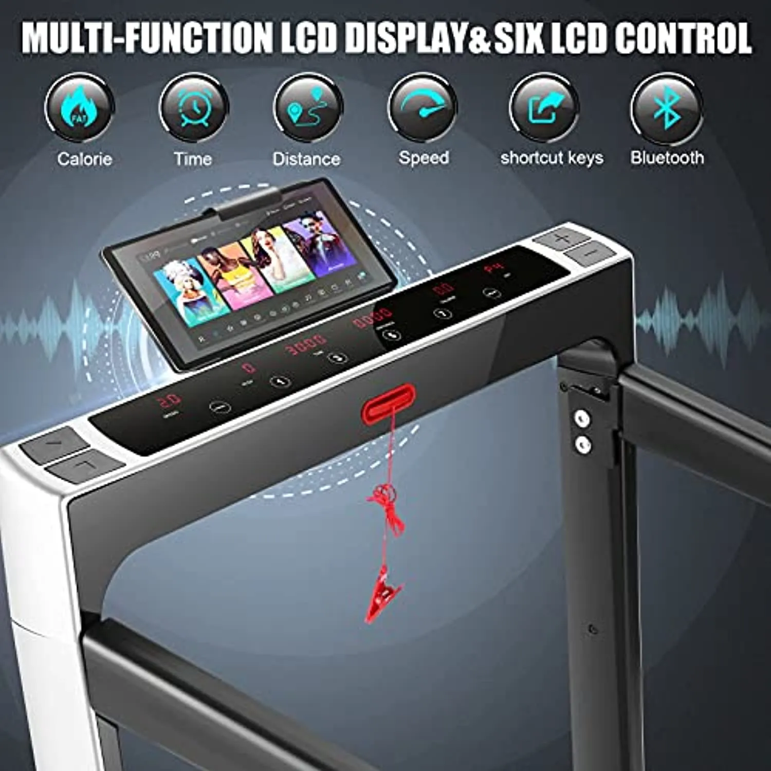 Treadmills for Home, 3.25 HP Folding Electric Treadmill with Incline, 6 LED Display/10 HD tv Touchscreen Multifunctional Running Machine for Home Work Out