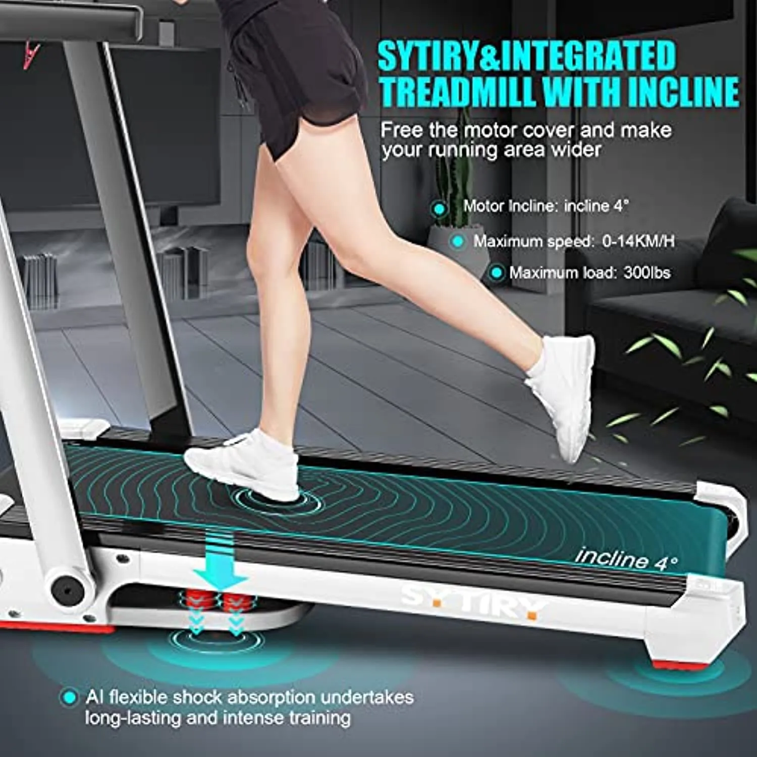 Treadmills for Home, 3.25 HP Folding Electric Treadmill with Incline, 6 LED Display/10 HD tv Touchscreen Multifunctional Running Machine for Home Work Out