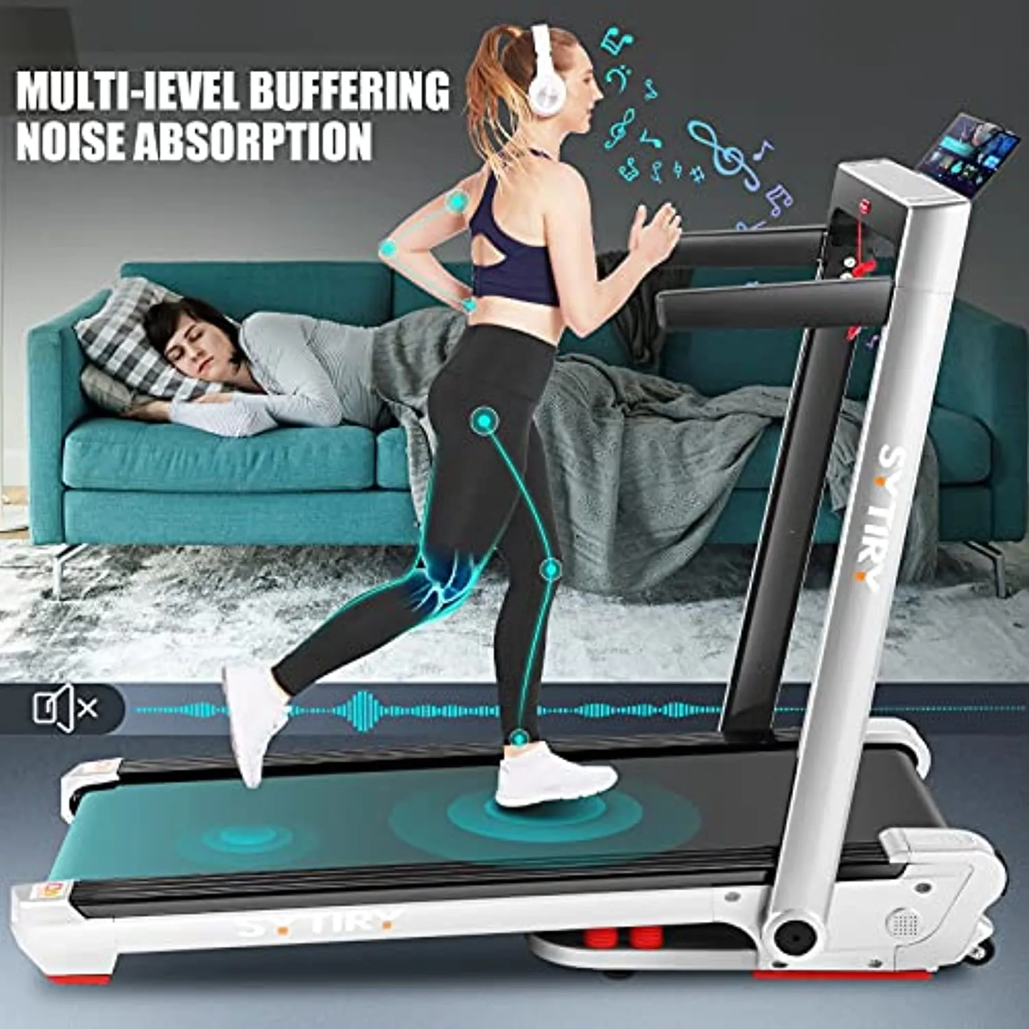 Treadmills for Home, 3.25 HP Folding Electric Treadmill with Incline, 6 LED Display/10 HD tv Touchscreen Multifunctional Running Machine for Home Work Out
