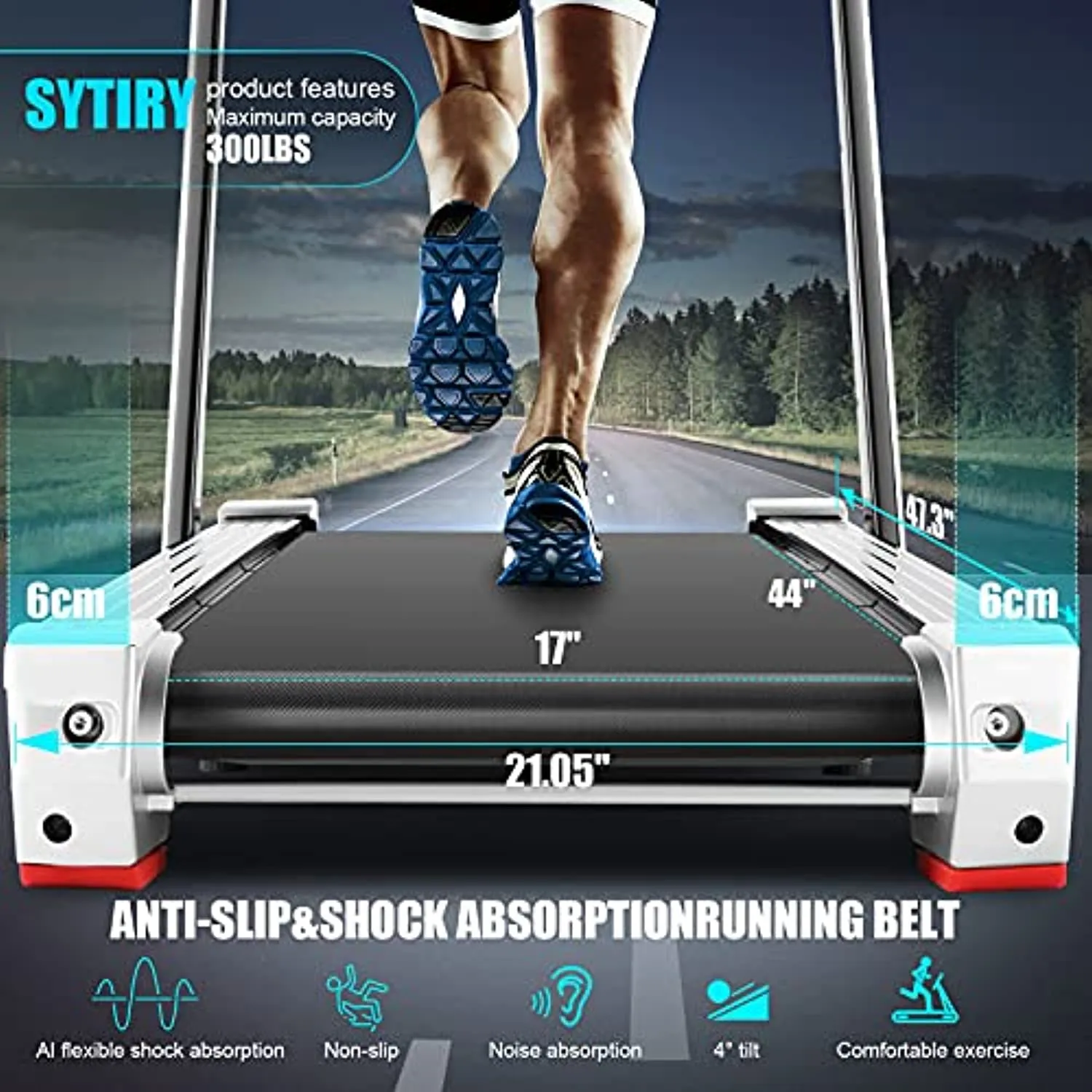 Treadmills for Home, 3.25 HP Folding Electric Treadmill with Incline, 6 LED Display/10 HD tv Touchscreen Multifunctional Running Machine for Home Work Out