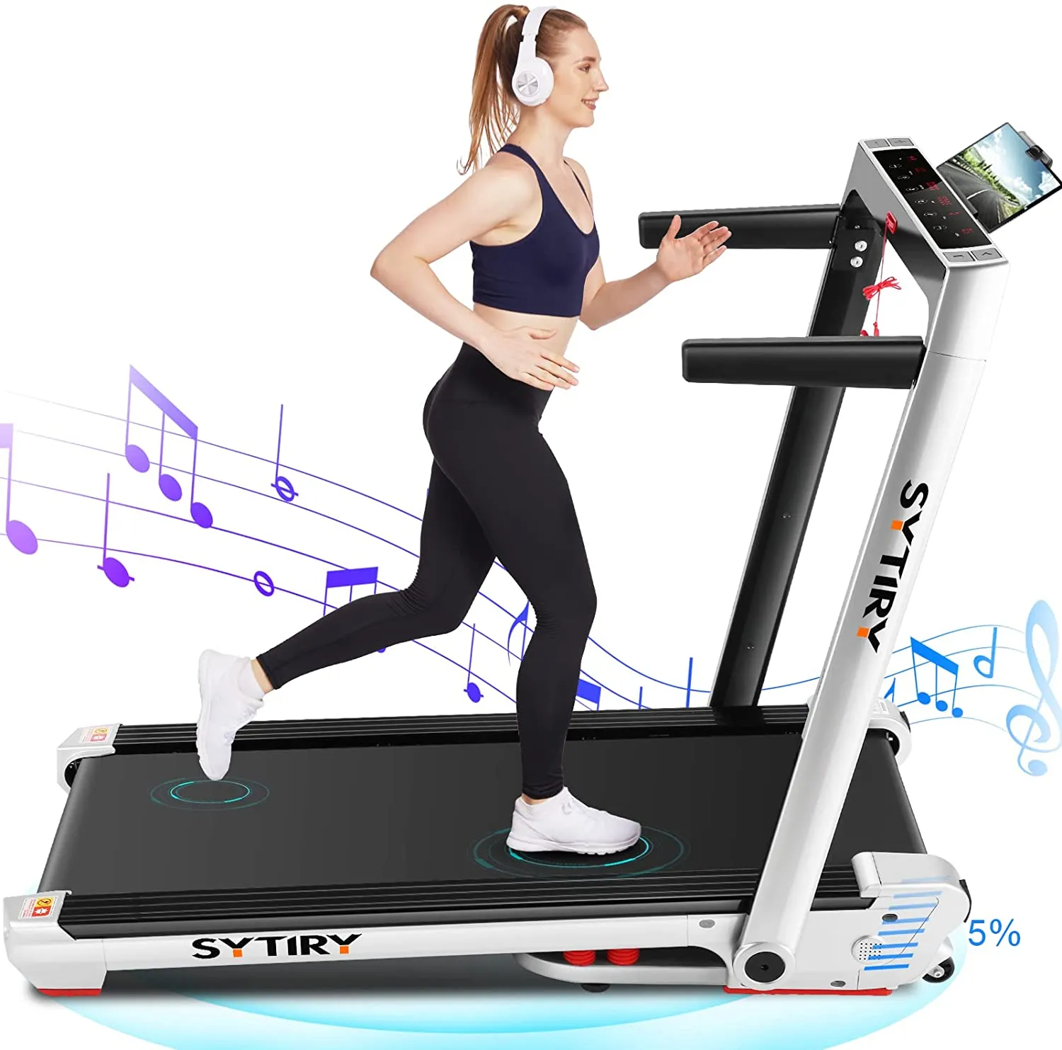 Treadmills for Home, 3.25 HP Folding Electric Treadmill with Incline, 6 LED Display/10 HD tv Touchscreen Multifunctional Running Machine for Home Work Out