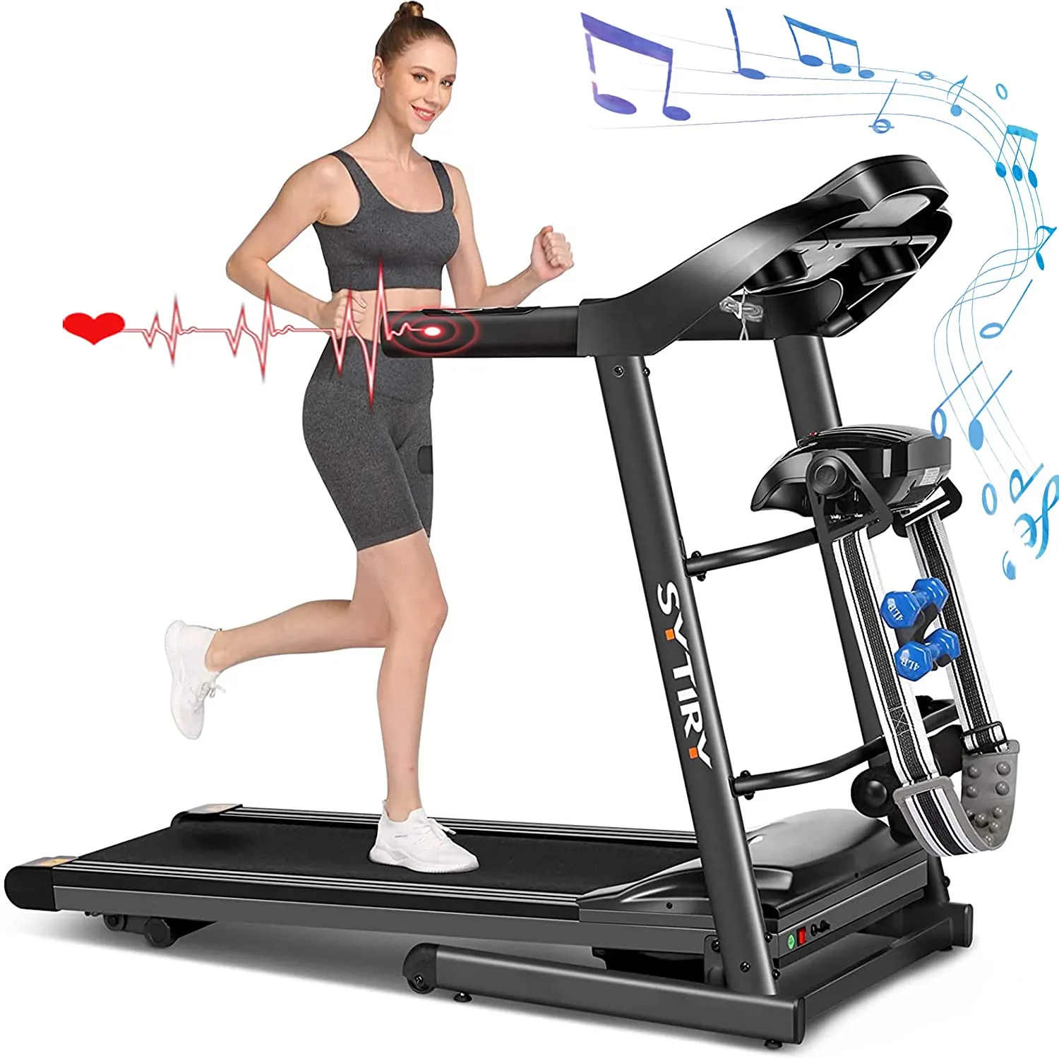 Treadmills for Home, 3.25 HP Folding Electric Treadmill with Incline, 6 LED Display/10 HD tv Touchscreen Multifunctional Running Machine for Home Work Out