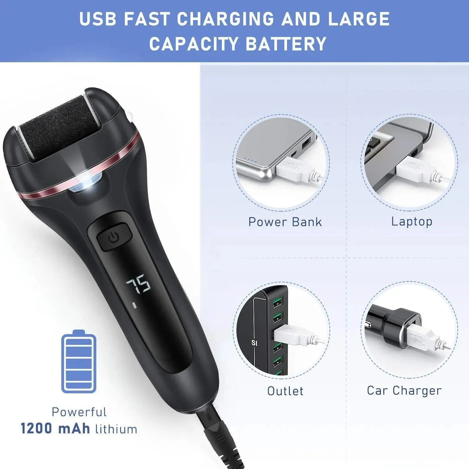 Ultimate Electric Foot Care Solution: Speed Control, Interchangeable Rollers