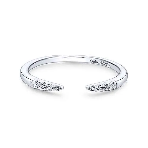 White Gold Open Diamond Tipped Stackable Ring