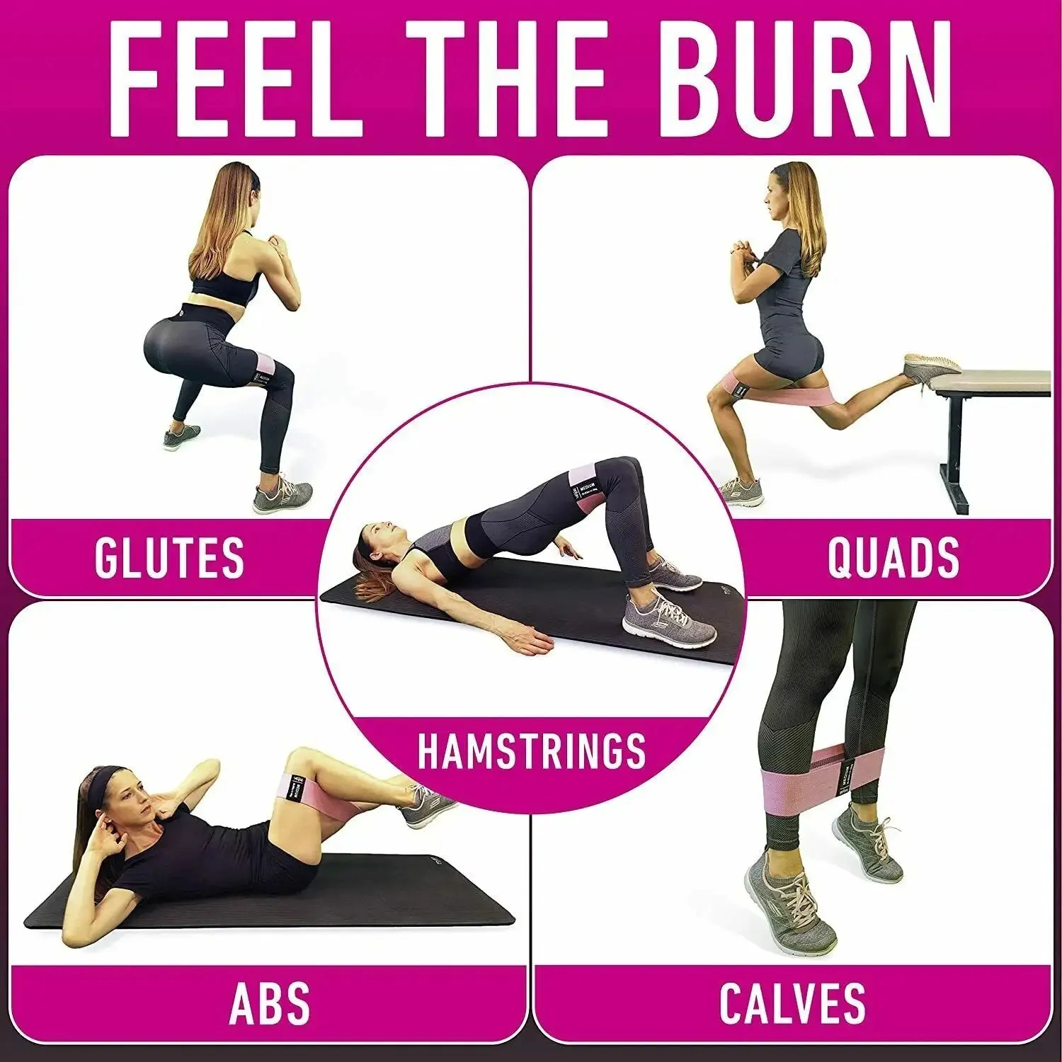Workout Resistance Bands Loop Set Fitness Yoga Legs & Butt Workout Exercise Band